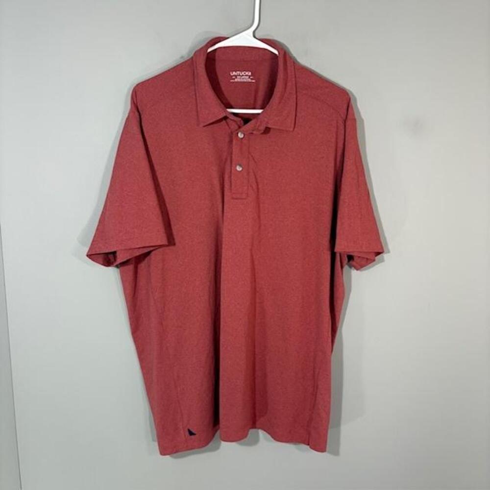 UNTUCKit Clavidor Polo Shirt Mens 2XL Red Solid Performance Stretch Knit Top